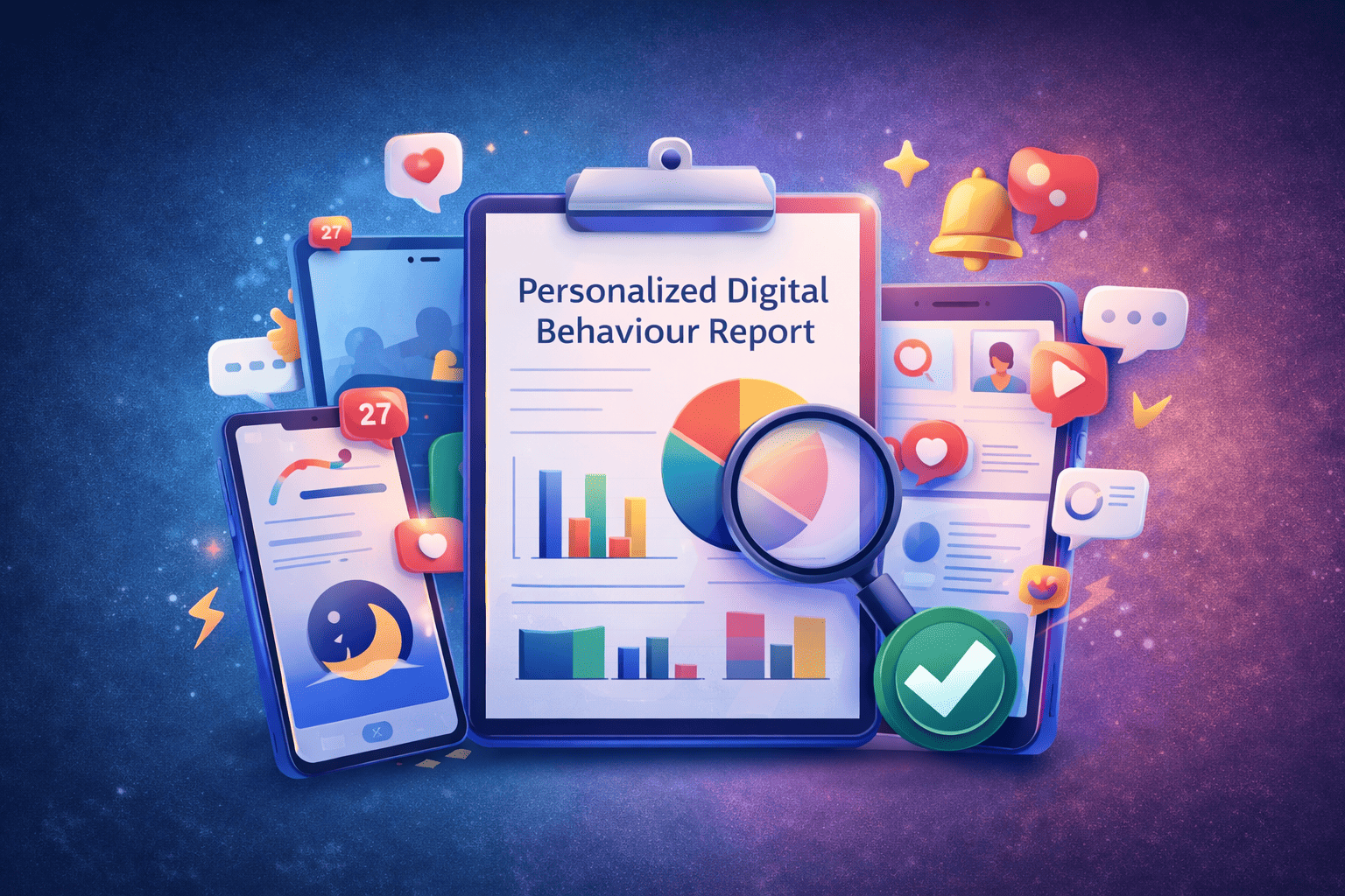 Personalized digital behavior report interface- Digital Detox